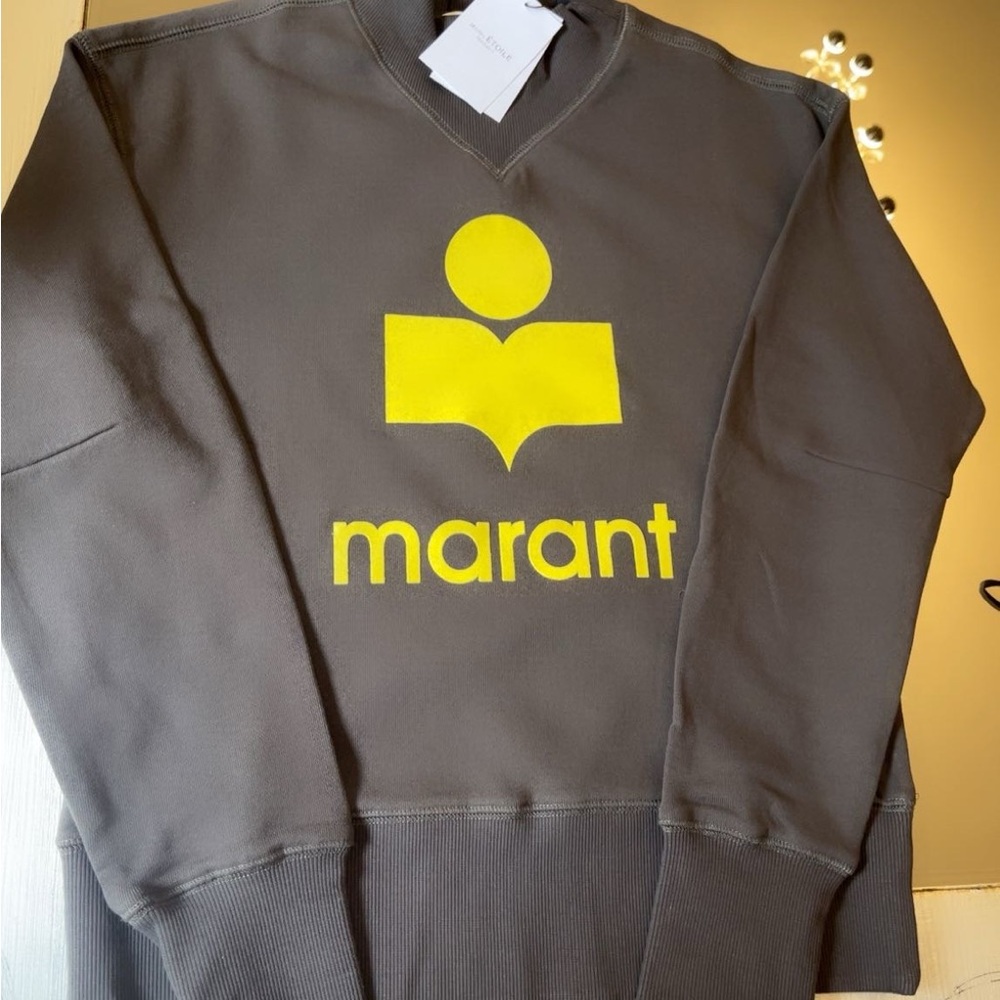 Women Gray Sweater with Yellow Logo